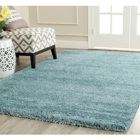Blue Modern Shaggy Hall Mat